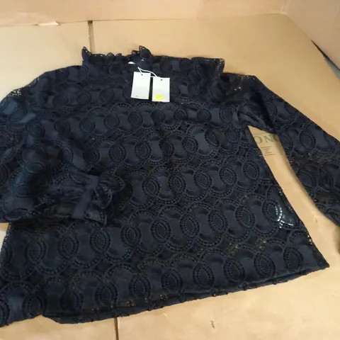 BODEN HIGH NECK LACE TOP IN BLACK - UK 12