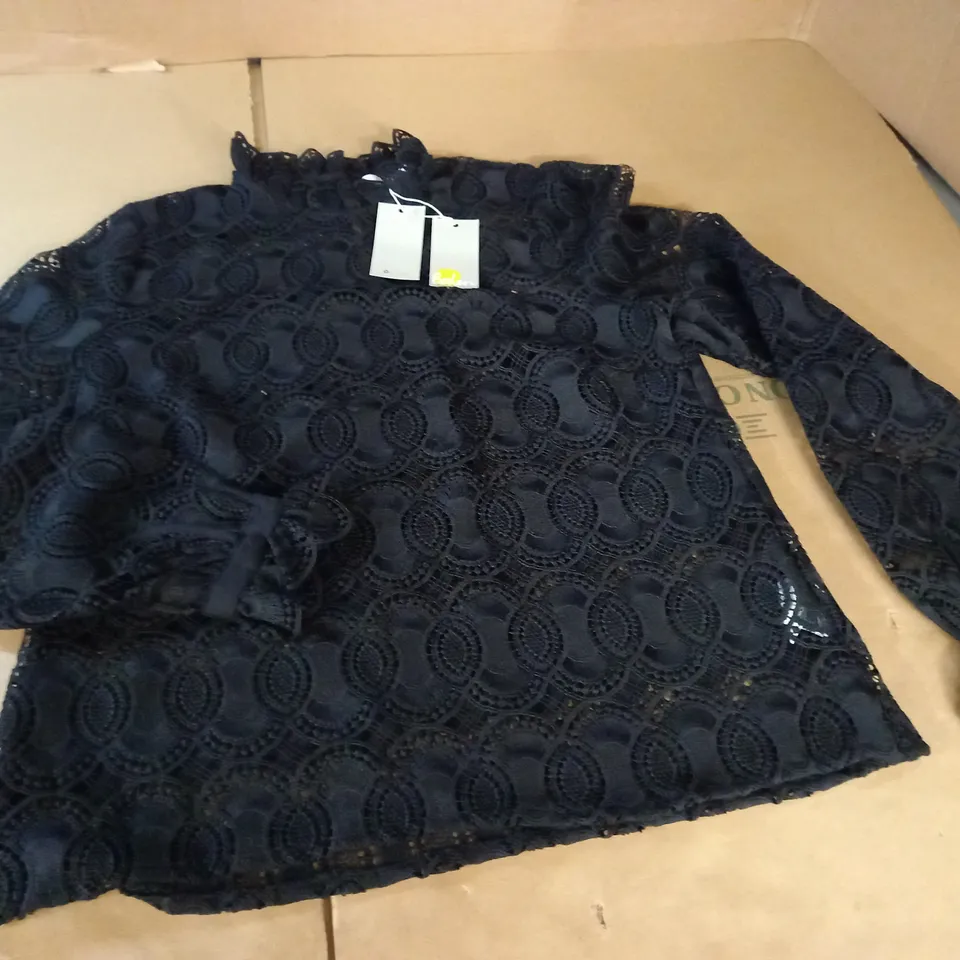 BODEN HIGH NECK LACE TOP IN BLACK - UK 12
