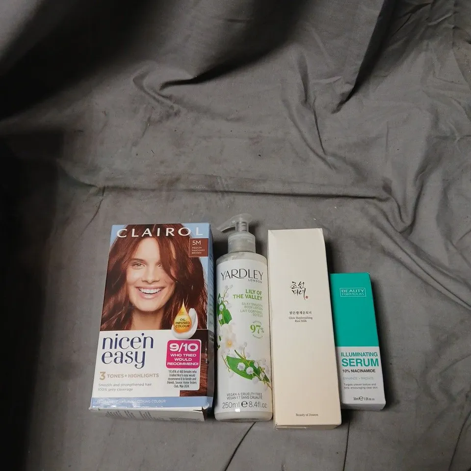 APPROXIMATELY 30 ITEMS INCLUDING ASSORTED HEALTH & BEAUTY PRODUCTS INCLUDING CLAIROL NICE'N EASY HAIR COLOUR AND YARDLEY LILY OF THE VALLEY LOTION.