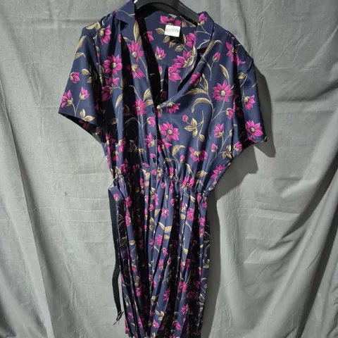 EASTEX NAVY FLORAL SHORT-SLEEVE DRESS - SIZE UNSPECIFIED