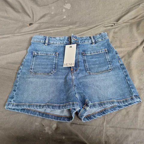 HUSH ROWAN DENIM SHORTS – MID BLUE, UK 12