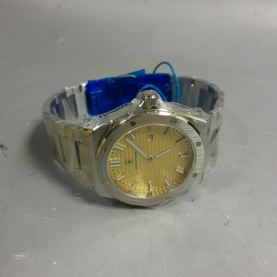 MENS BERNARD REINHARDT WATCH – YELLOW DIAL – 316 STAINLESS STEEL CASE & STRAP – SWISS MOVEMENT – SAPPHIRE CRYSTAL