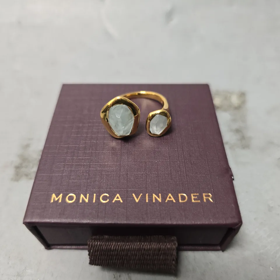 BOXED MONICA VINADER TWO STONE GOLDEN RING 