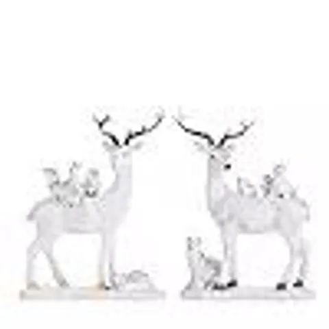 FESTIVE SET OF 2 ENCHANTED REINDEER WITH ANIMALS