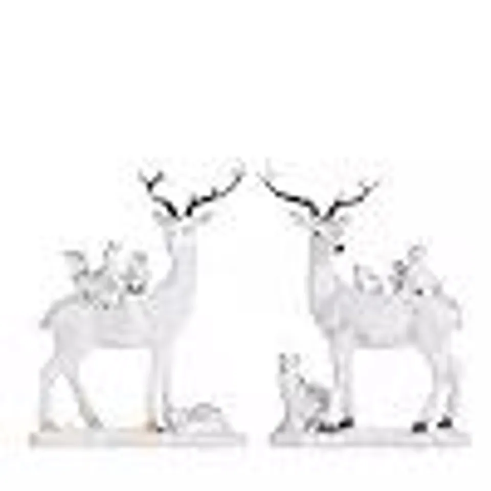 FESTIVE SET OF 2 ENCHANTED REINDEER WITH ANIMALS