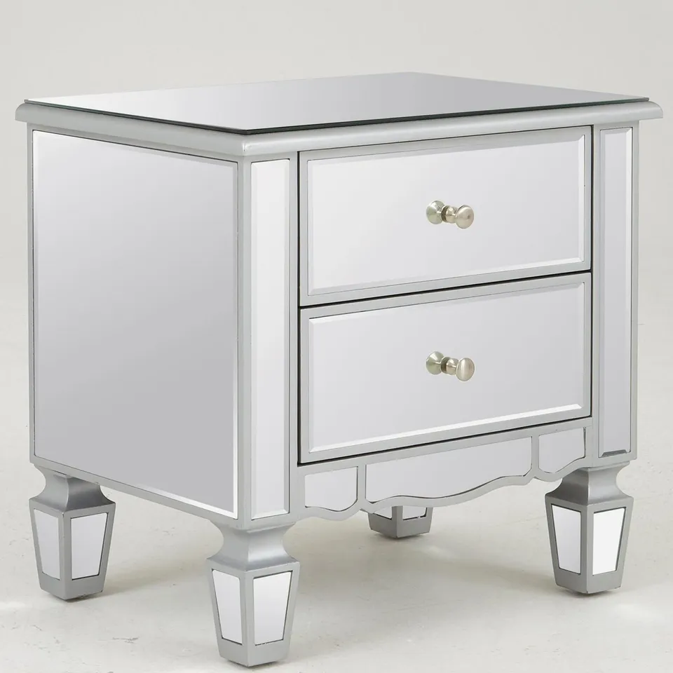 BOXED MIRAGE MIRRORED 2-DRAWER BEDSIDE CABINET (1 BOX) RRP £149