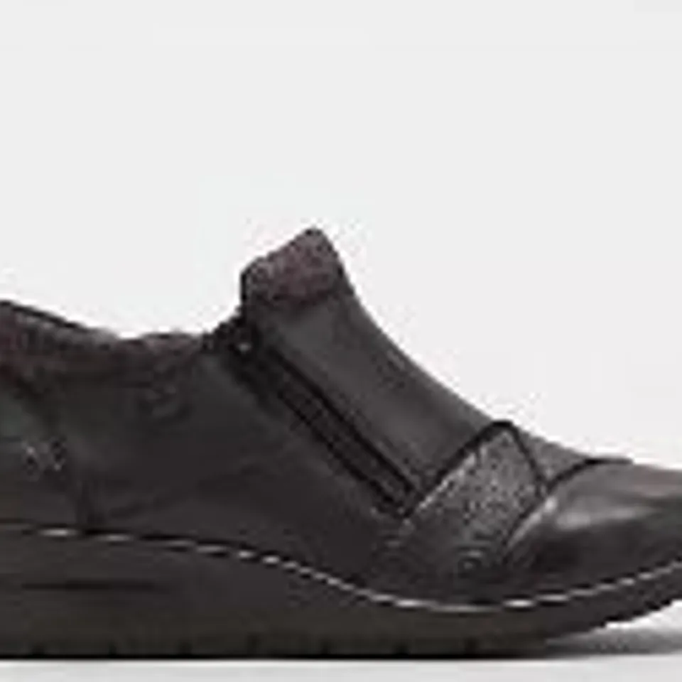 RIEKER LEATHER DOUBLE ZIP WATER RESISTANT BOOT BLACK SIZE 5