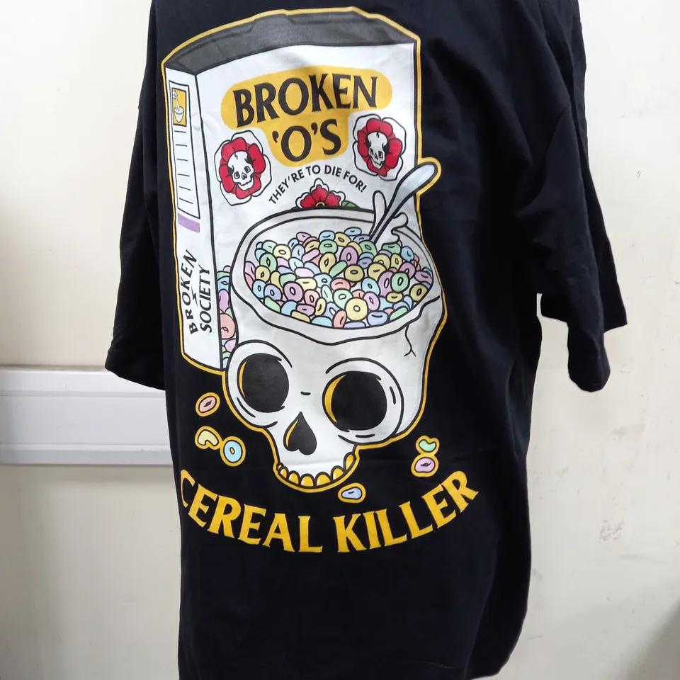 BROKEN SOCIETY CEREAL KILLER TEE IN BLACK - 3XL