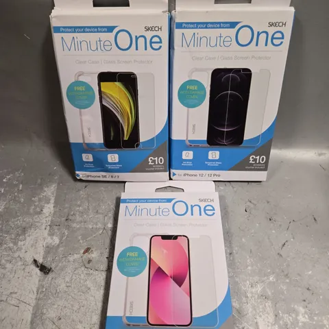 APPROXIAMTELY 50 BOXED MINUTE ONE CLEAR PROTECTIVE CASES FOR VARIOUS IPHONE MODELS