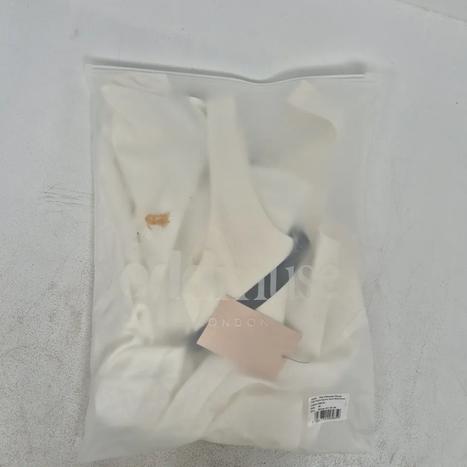 BAGGED ODDMUSE THE ULTIMATE MUSE HIGH WAIST SQUARE NECK MIDI DRESS IN WHITE SIZE MEDIUM