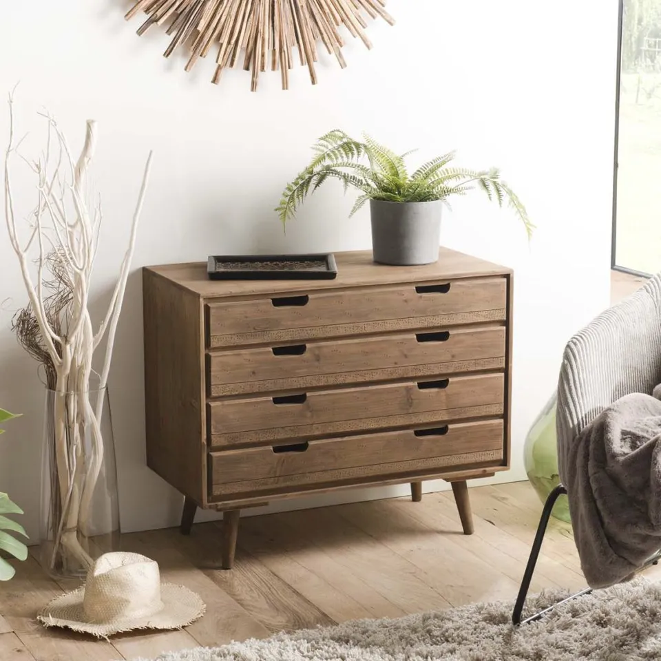 BOXED MACABANE SCANDI WOODEN 4-DRAWER CHEST