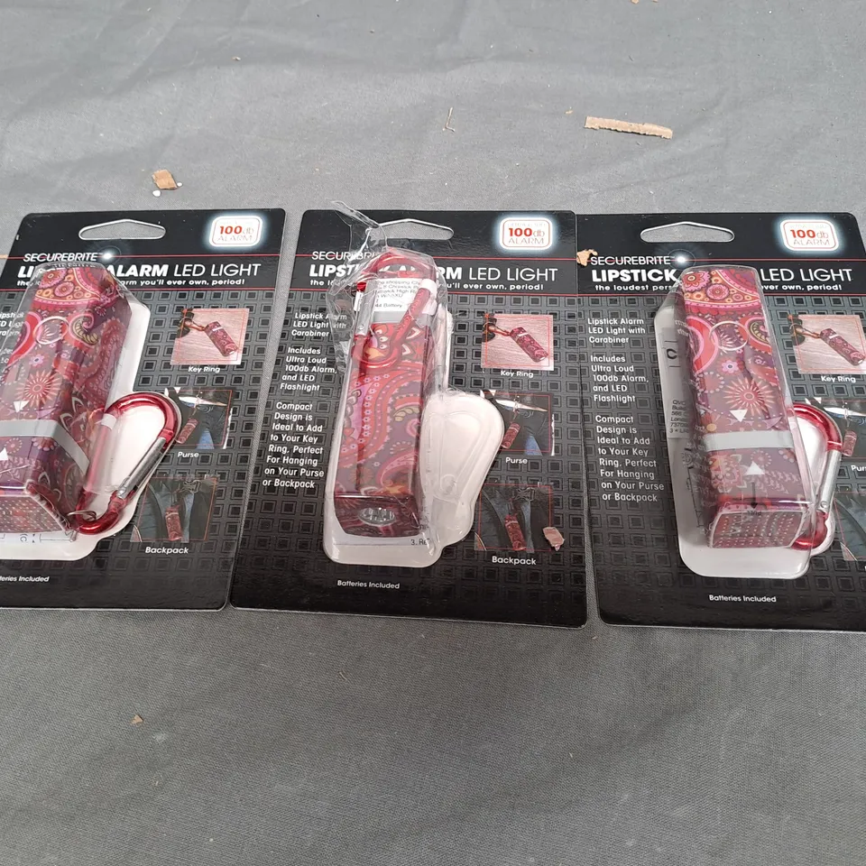 3X SECUREBRITE LIPSTICK ALARM LED LIGHT