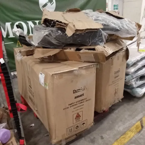 PALLET OF ASSORTED INCOMPLETE DESIGNER FURNITURE PARTS AND PIECES 