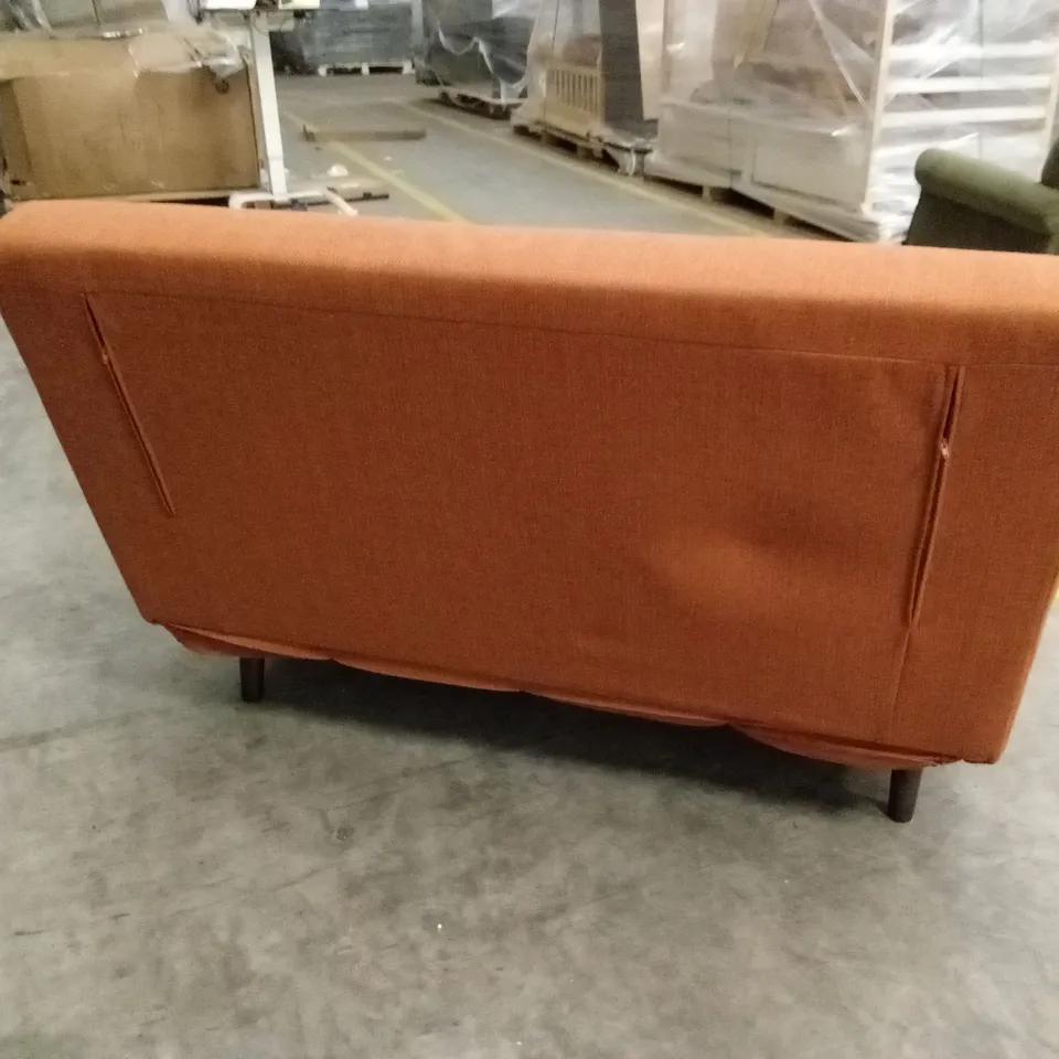 DUSK SEATTLE 2 SEATER CLICK CLACK SOFA BED - BURNT ORANGE FABRIC