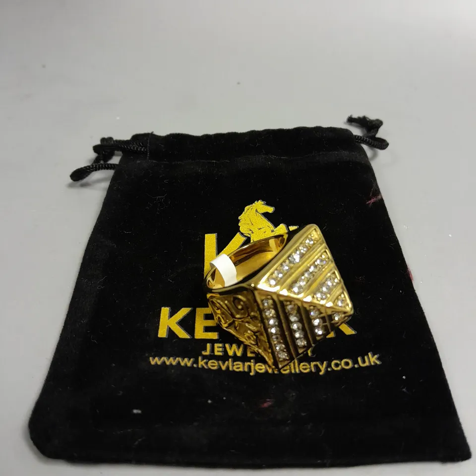 KEVLAR JEWELLERY CRYSTALLISED CHUNKY PYRAMID RING