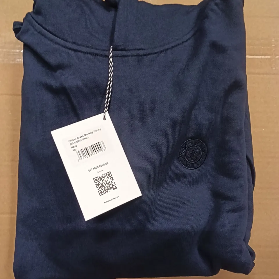 BOX OF BRAND NEW BRASS MONKEY HOODIES - NAVY SIZE XS APPROXIMATELY 5