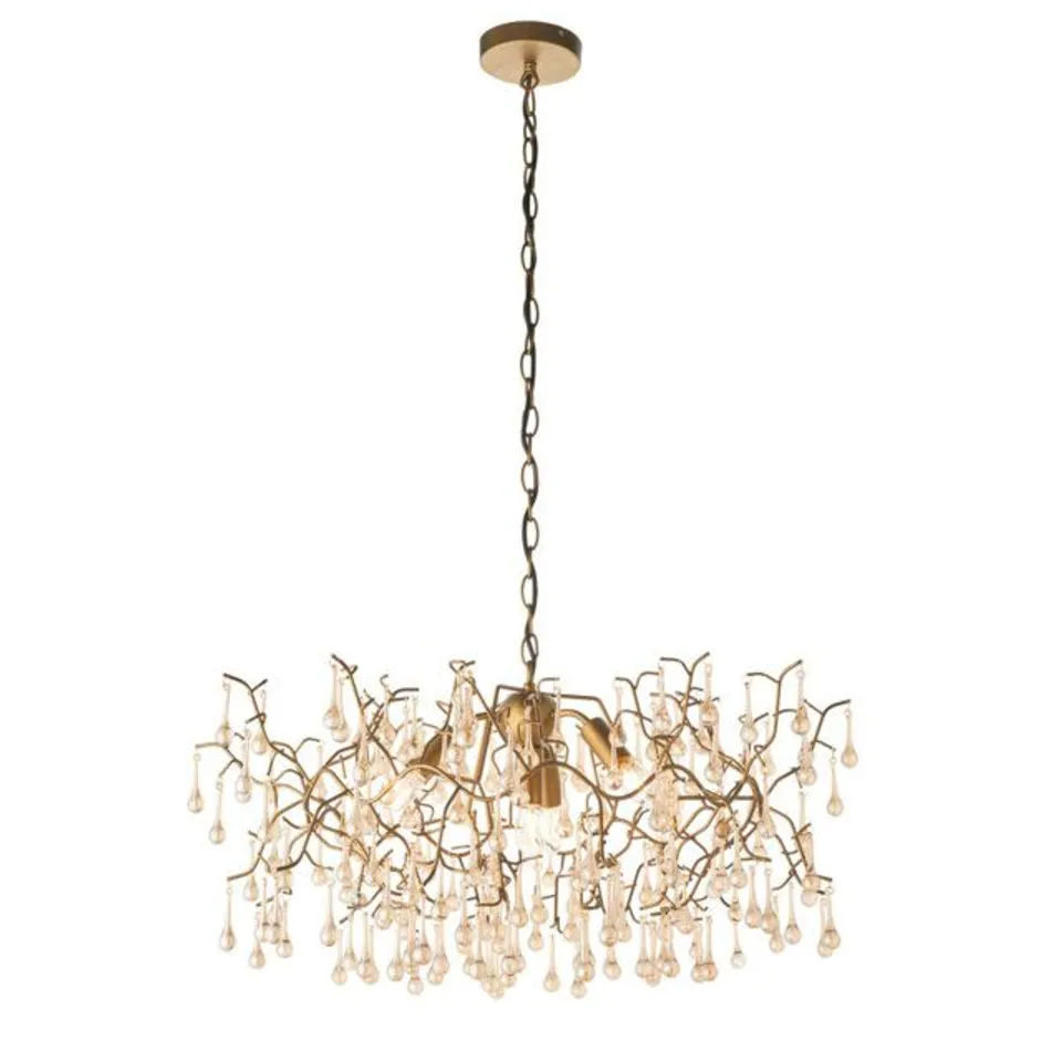 BOXED HEWES 4-LIGHT CRYSTAL CHANDELIER (1 BOX)