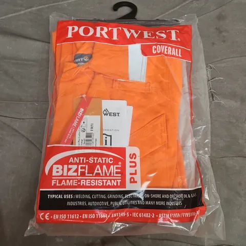 BAGGED PORTWEST BIZFLAME PLUS LADIES COVERALL IN ORANGE XS