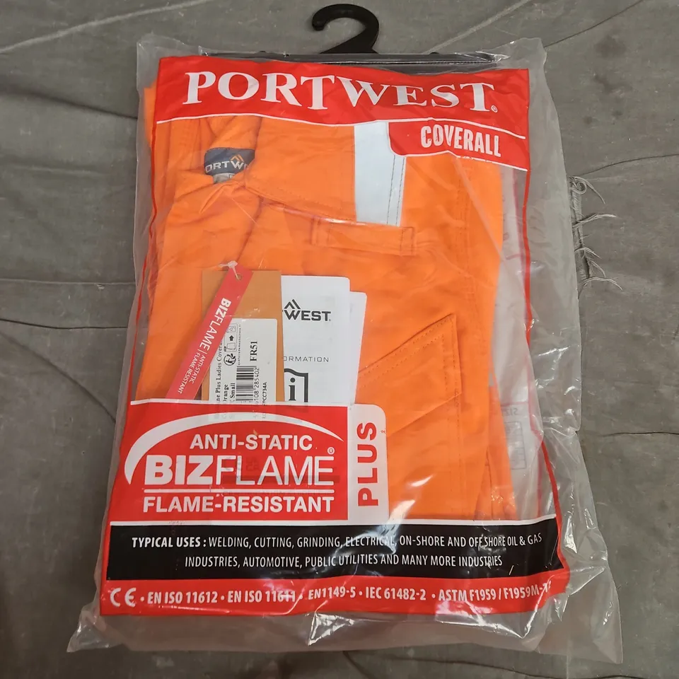 BAGGED PORTWEST BIZFLAME PLUS LADIES COVERALL IN ORANGE XS