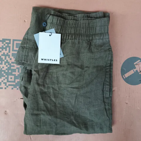 WHISTLES LINEN POCKET TROUSERS IN GREEN SIZE UK 8