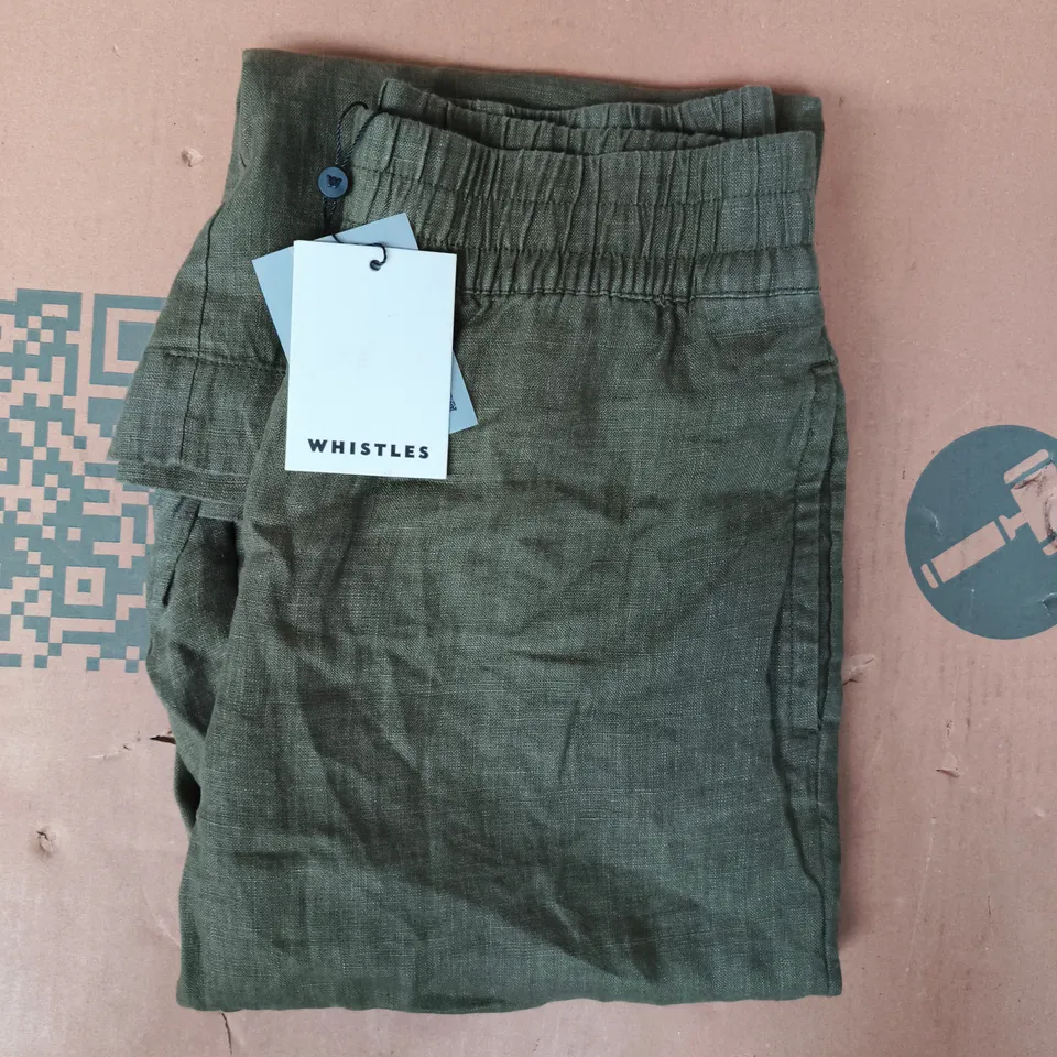 WHISTLES LINEN POCKET TROUSERS IN GREEN SIZE UK 8
