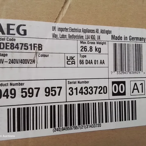 AEG INTEGRATED INDUCTION HOB WITH EXTRACTOR Model CDE84751FB