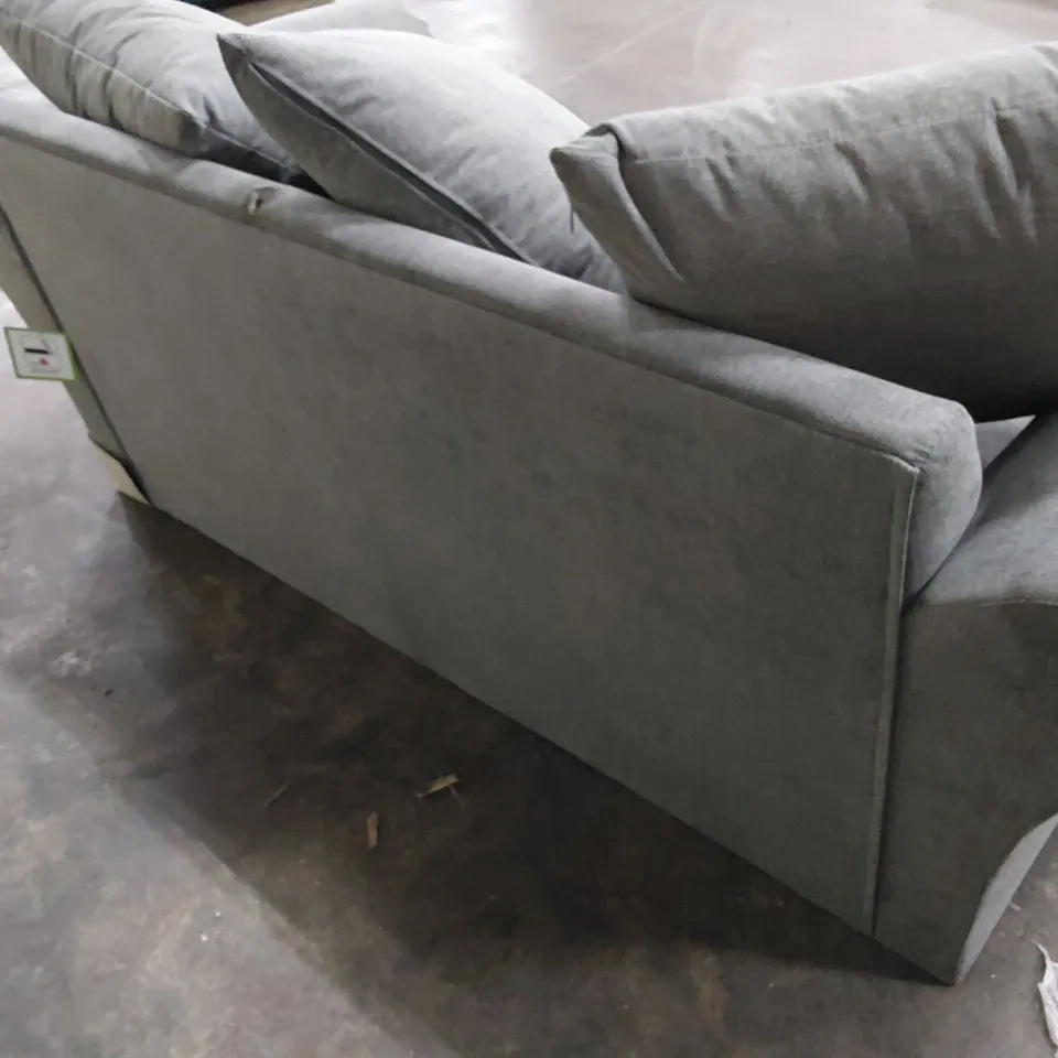 DESIGNER DURY TWO SEATER SOFA WITH SCATTER CUSHIONS GREY FABRIC 