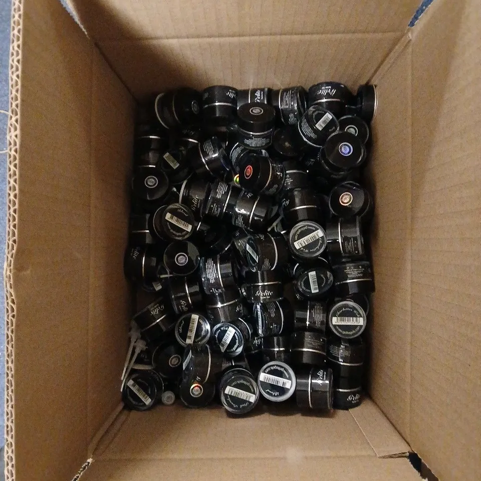 BOX OF APPROXIMATELY 80 GELITE NAIL GELS ASSORTED COLOURS 