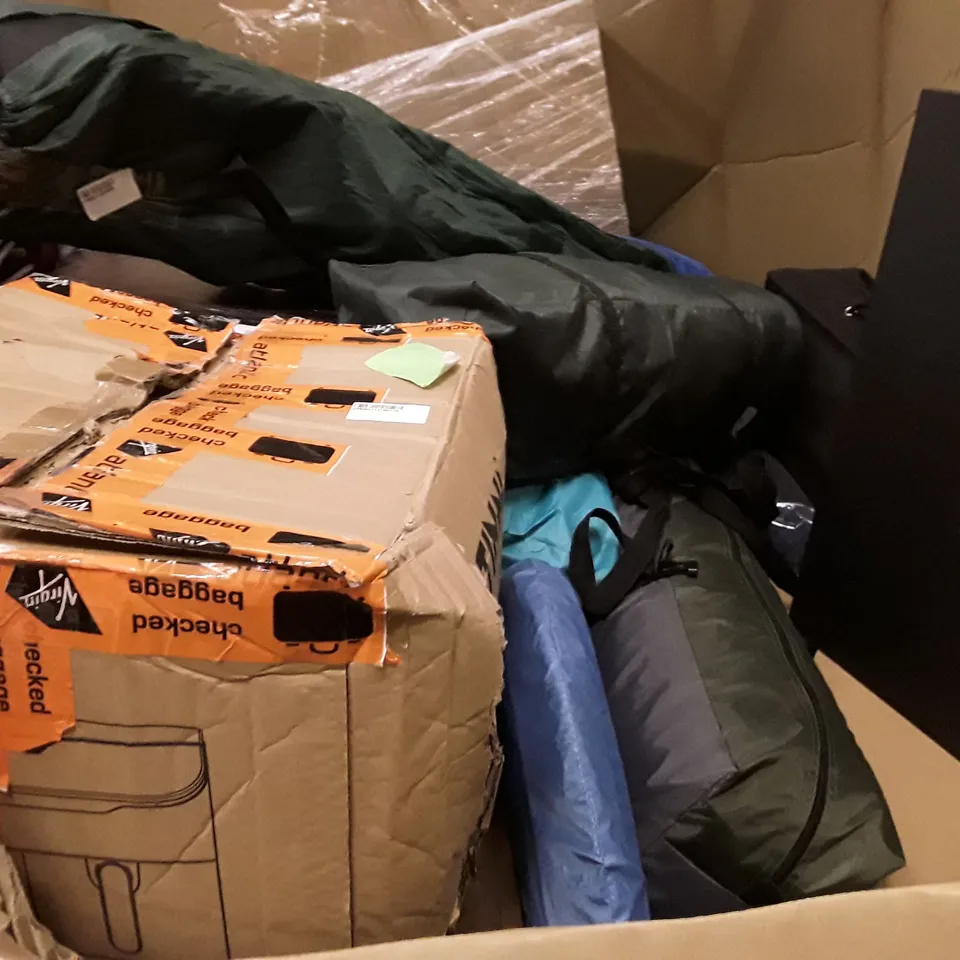 PALLET OF ASSORTED PRODUCTS INCLUDING NON-STICK TABLE GRILL, BED RAIL, POP UP TENT, COLIFE SUITCASE, GLASS MOUSEPAD