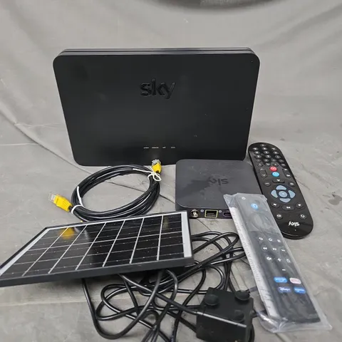 APPROXIMATELY 15 ASSORTED HOUSEHOLD ITEMS TO INCLUDE - SKY BOXES , ELECTRICAL WIRES , ETC