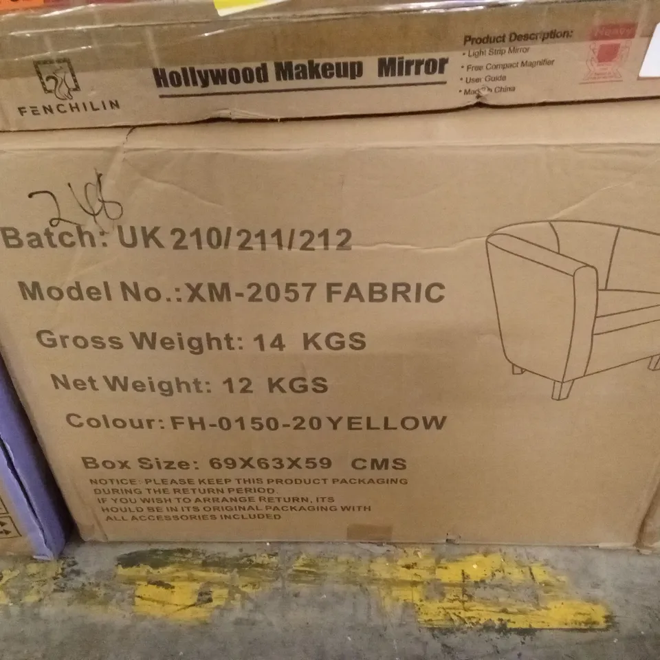 BOXED TUB ACCENT CHAIR - YELLOW FABRIC (1 BOX)