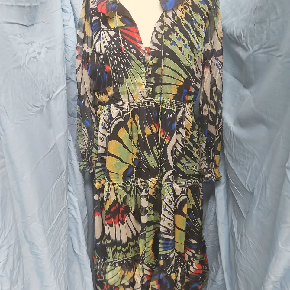 ADOR BUTTERFLY PRINT MAXI DRESS – UK SMALL (S)