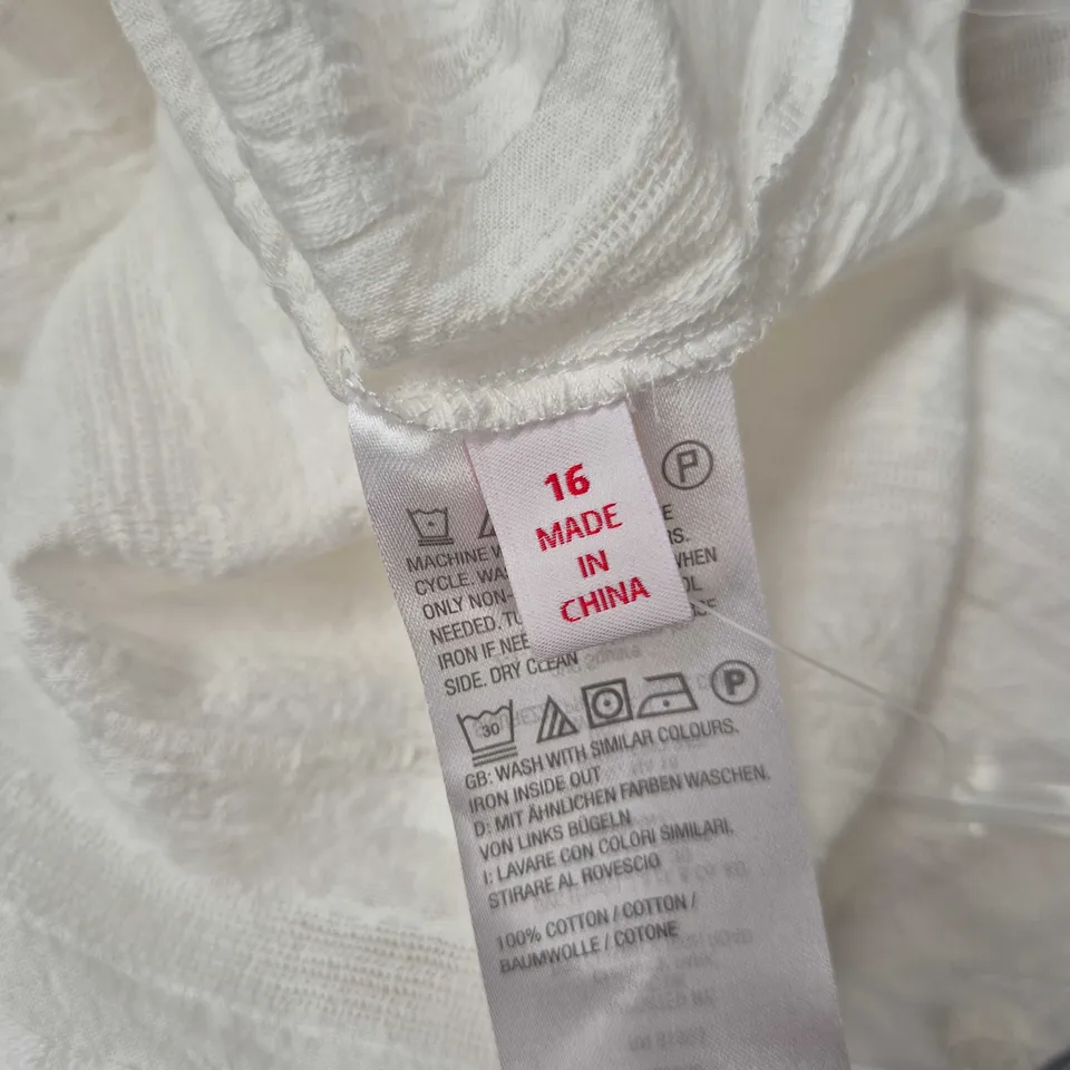 BEN DE LISI WHITE COTTON BLOUSE – UK 16