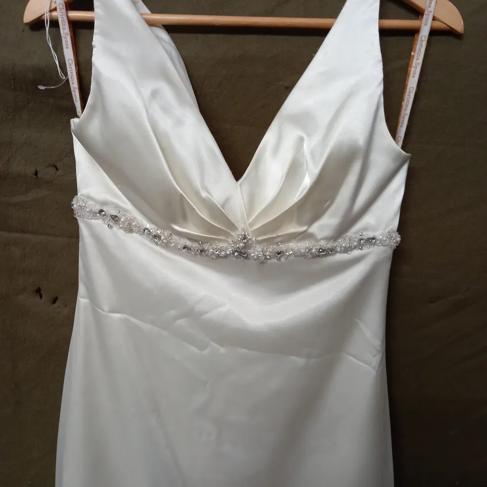 CHRISTINA SPOSA IVORY EMBELLISHED WEDDING DRESS - 42