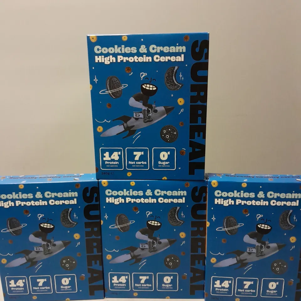 4 BOXES SURREAL COOKIES AND CREAM HIGH PROTEIN CEREAL (240g)