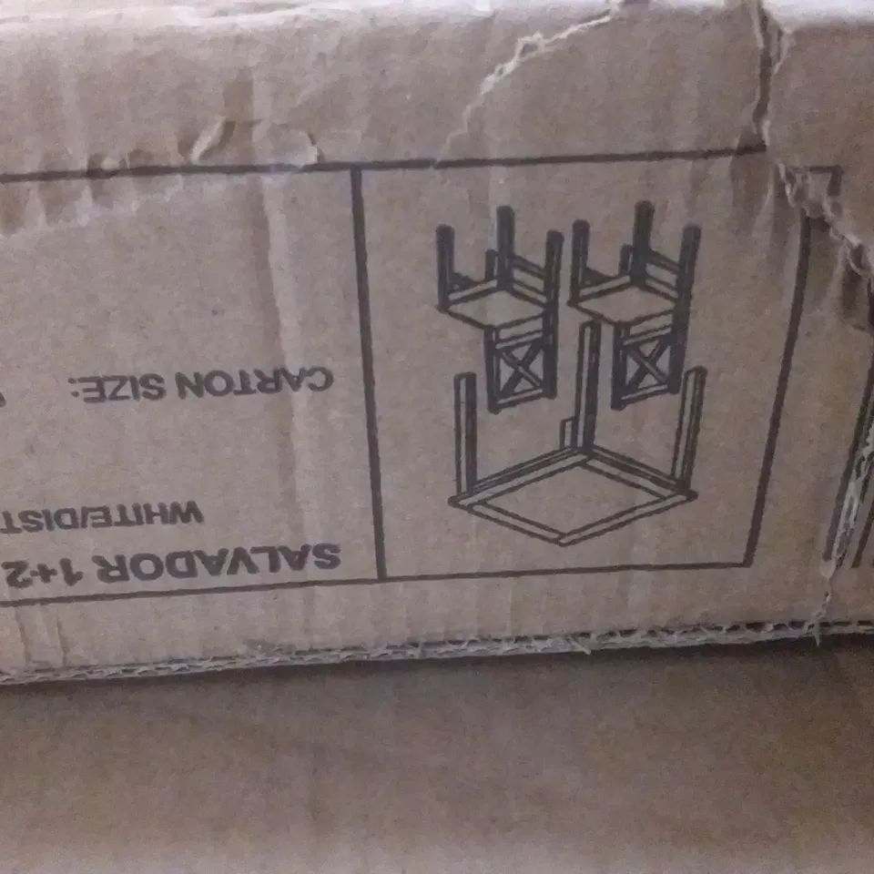 PALLET OF ASSORTED FLATPACK INCLUDING DESKS, TILE TOP DINING SET, WENKO, DRAWER CHEST