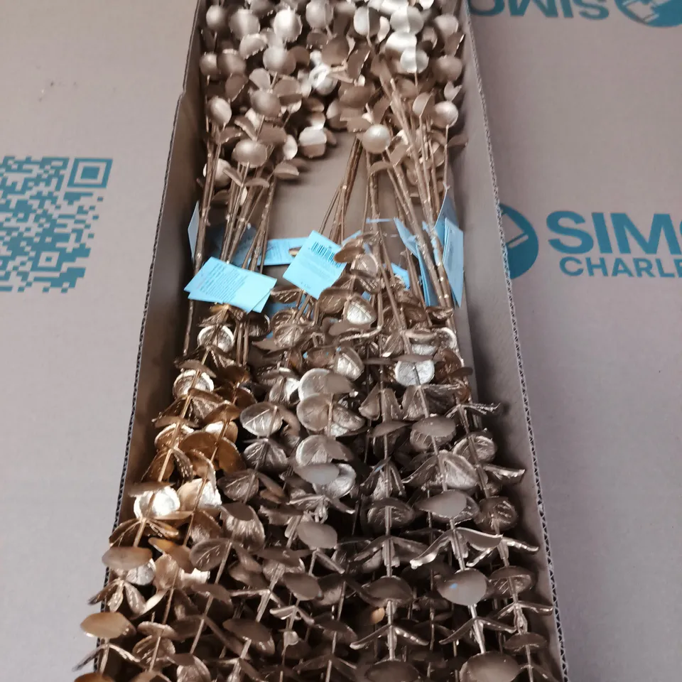 12 GISELA GRAHAM DECORATIVE METALLIC GOLD COLOUR STEM DECOR PIECES