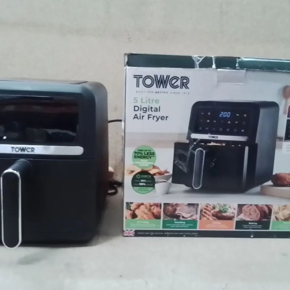 BOXED TOWER SINGLE DRAW AIR FRYER 5 LITRE