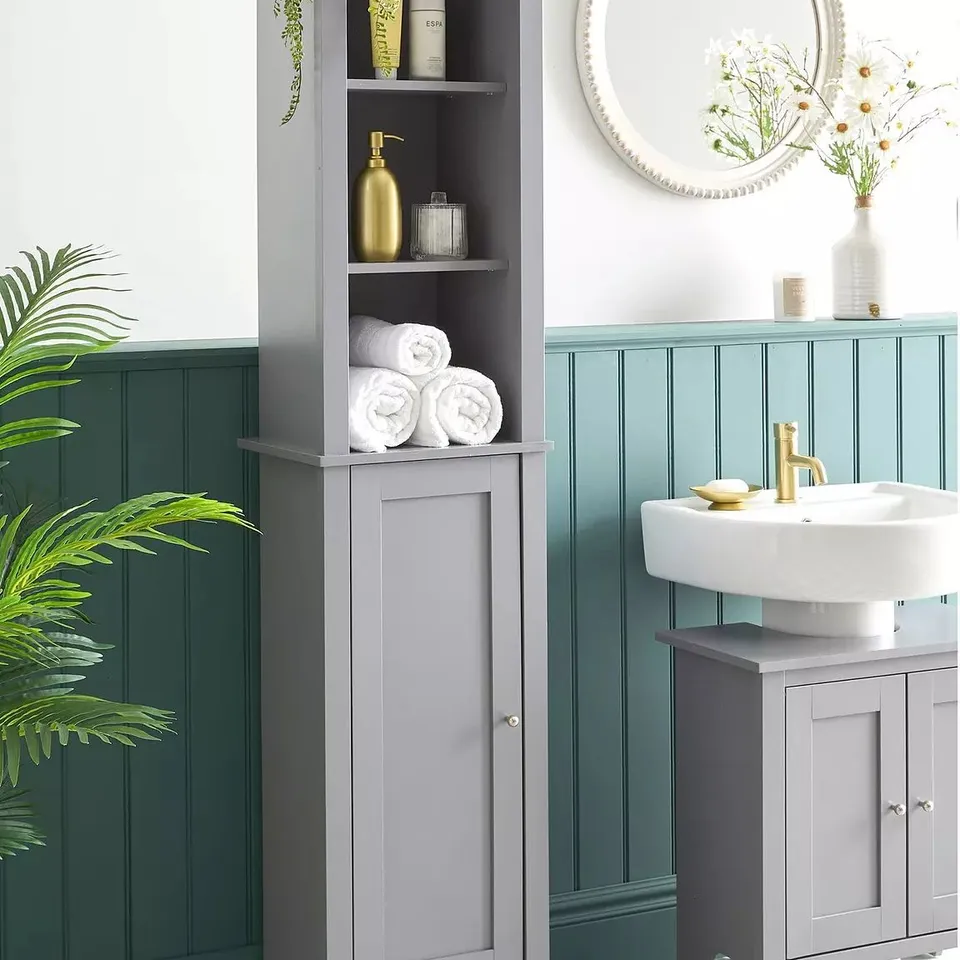 BOXED CORRIE TALL CABINET - GREY (1 BOX)