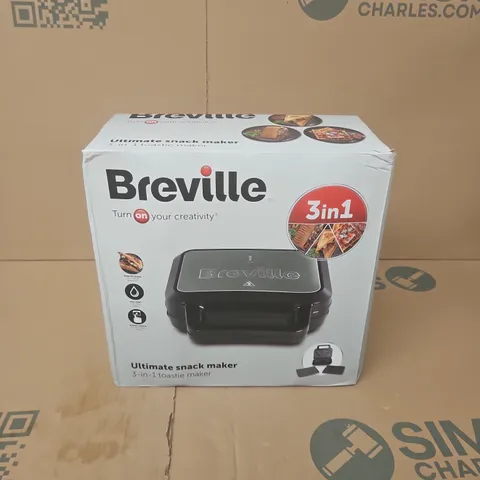 BOXED BREVILLE ULTIMATE SNACK MAKER 3-IN-1 TOASTIE MAKER