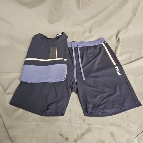 HUGO BOSS TSHIRT SHORT SET IN NAVY SIZE L
