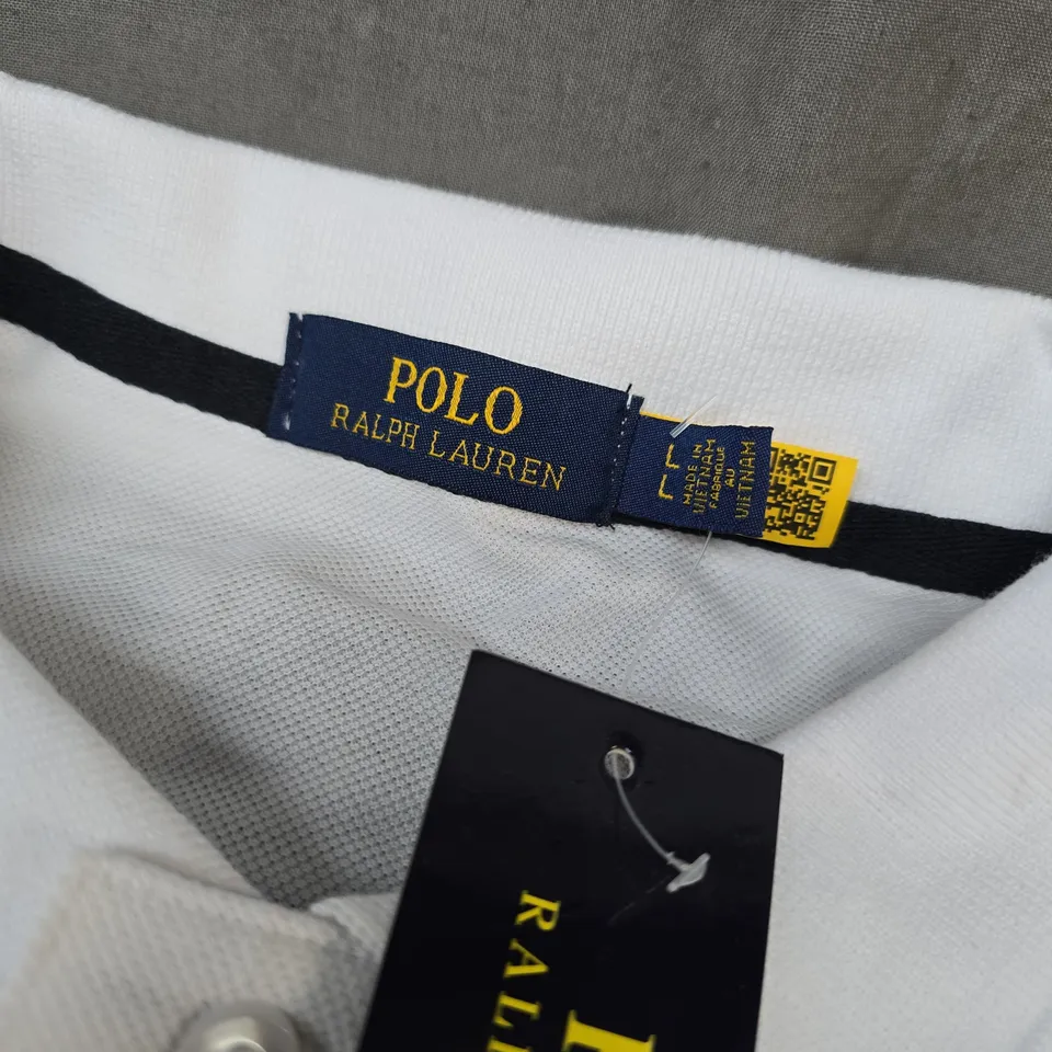 POLO RALPH LAUREN WHITE LONG-SLEEVE POLO SHIRT SIZE L