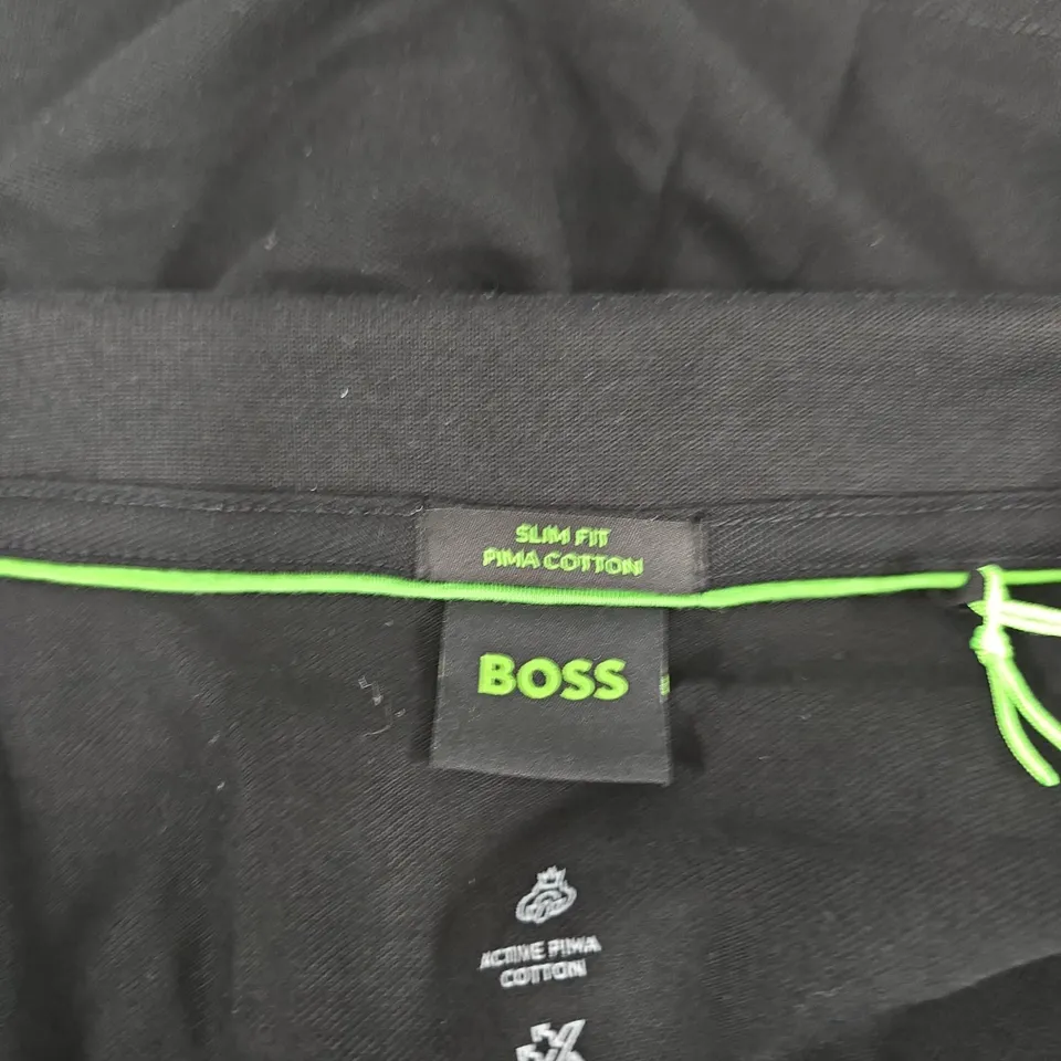 BOSS SLIM FIT POLO SHIRT – BLACK, PIMA COTTON, ZIP PLACKET