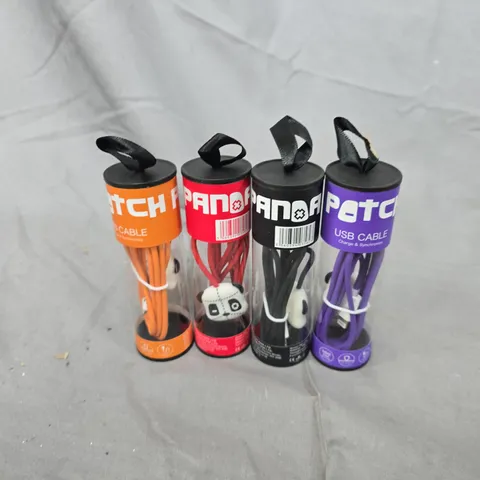 APPROXIMATELY 20 ASSORTED PATCH USB LIGHTNING CONNECTORS CABLES TO INCLUDE ORANGE , PURPLE, RED & BLACK VARIATIONS