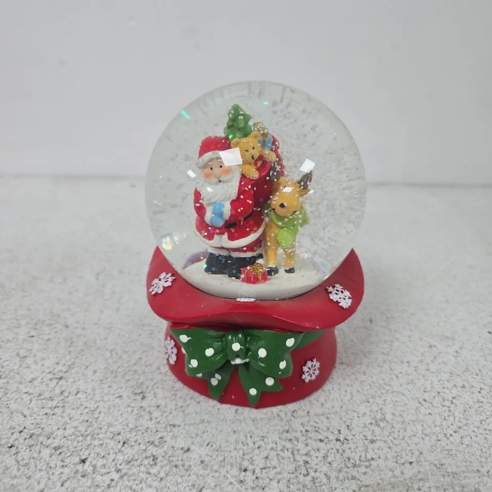 BOXED CELEBRIGHT SANTA & RUDOLPH LED MUSICAL SNOW GLOBE