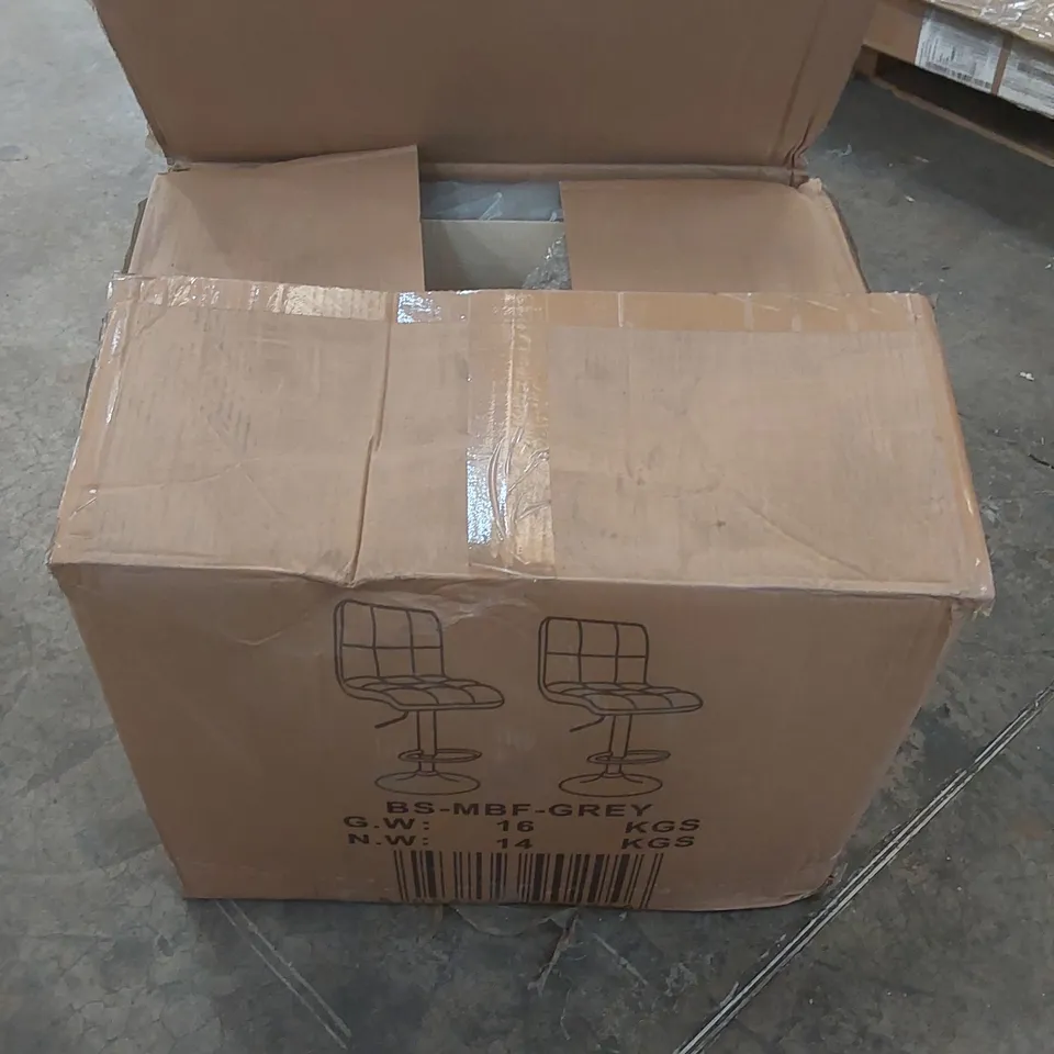 BOXED NEO 1 X FABRIC CUBAN SWIVEL BAR STOOL WITH A MATT BLACK LEGS - GREY (1 BOX) 