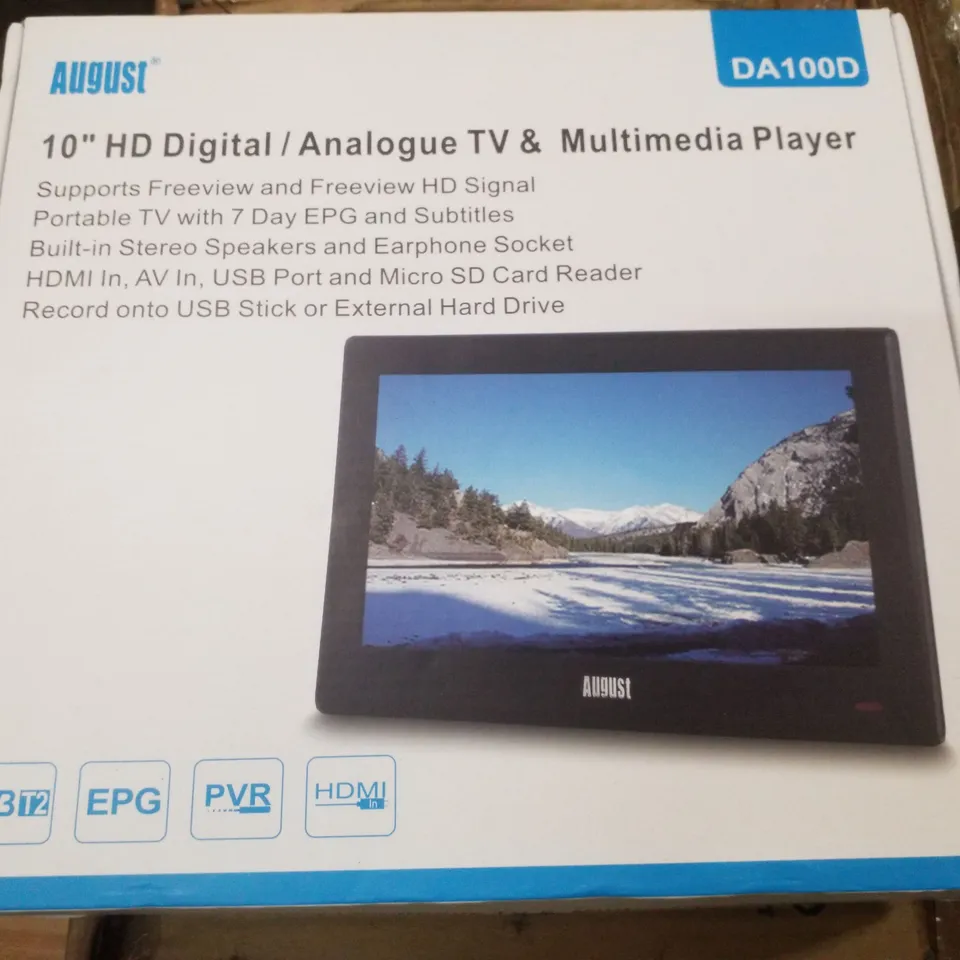 BOXED AUGUST 10" HD DIGITAL/ANALOGUE TV & MULTIMEDIA PLAYER