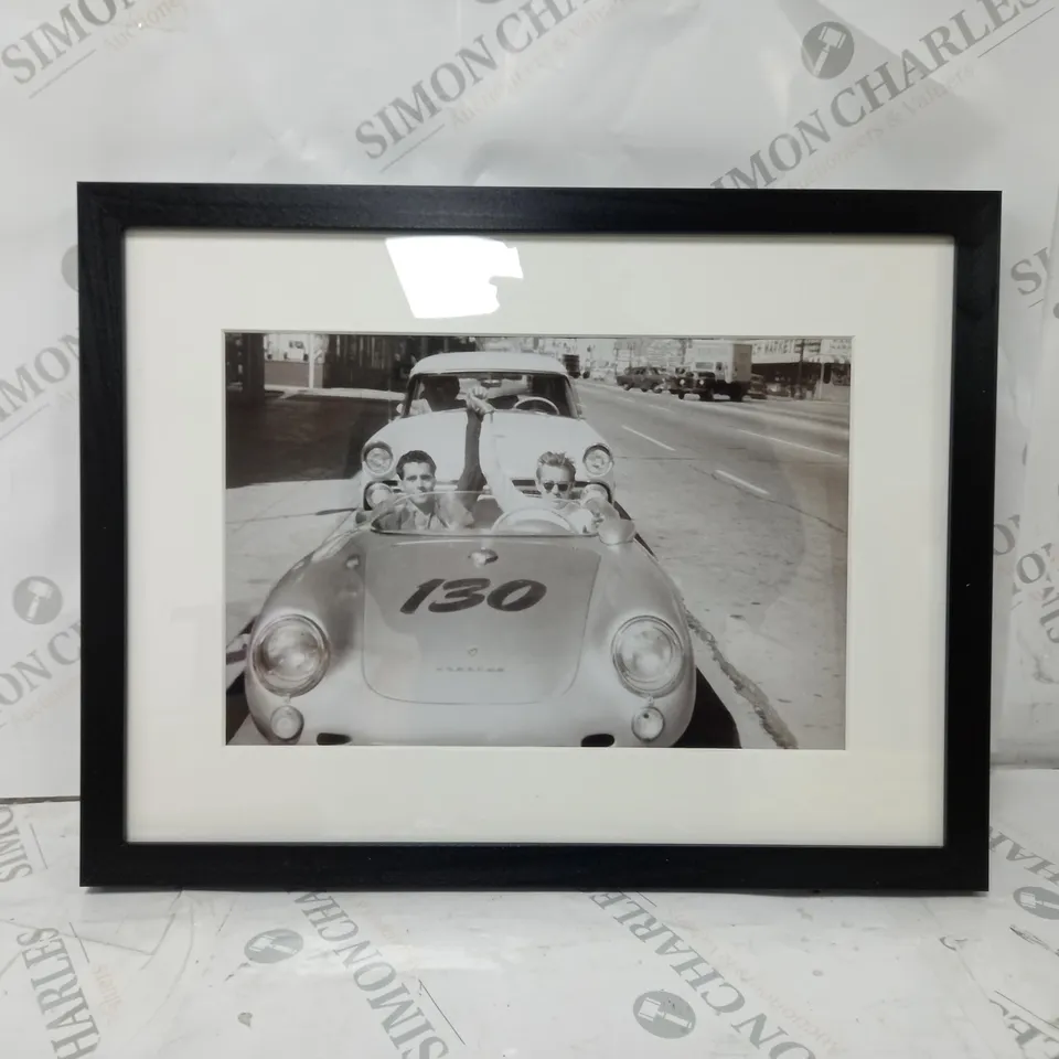 BOXED EAST URBAN HOME 'JAMES DEAN IN THE CAR THAT HE DIED 5 HOUR LATER' FRAMED PHOTOGRAPHIC PRINT