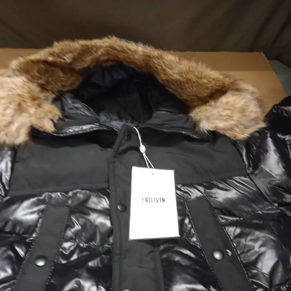 FRILIVIN PADDED BLACK COAT - XL