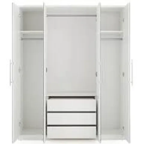 BOXED PRAGUE WHITE 5 DOOR MIRRORED WARDROBE - FSC CERTIFIED (5 BOXES)